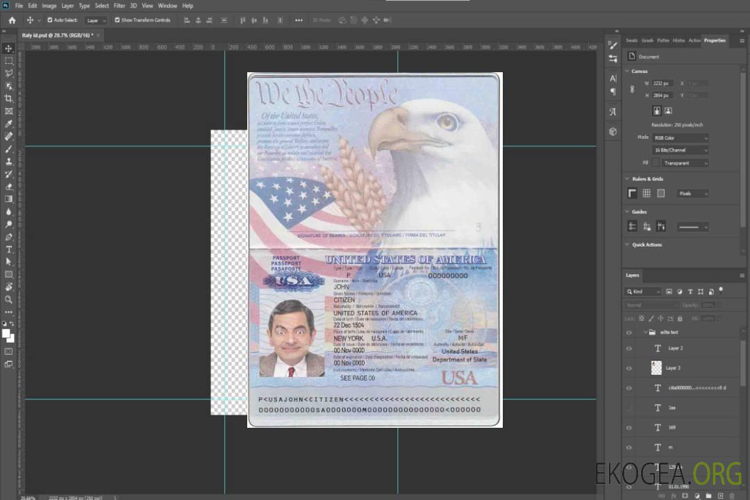 Passeport américain template Passeport américain template